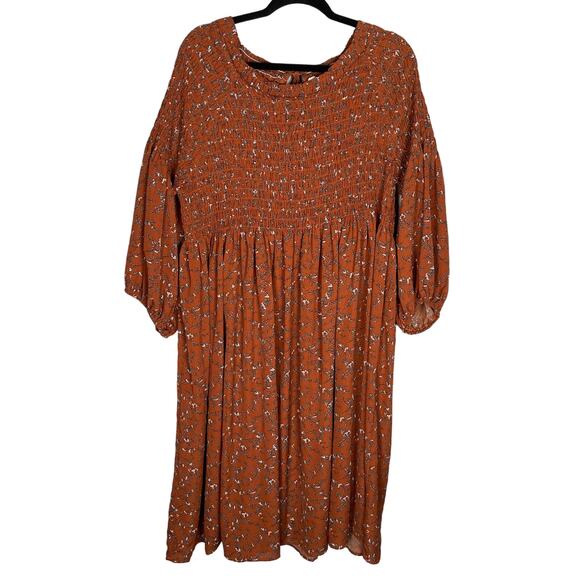 Roolee Smocked Floral Midi Dress Women's Size XXXL Modest Boho Prairie - Picture 1 of 12
